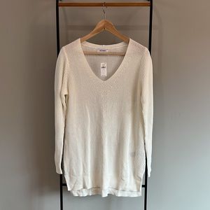 NWT Old Navy White Tunic Length Sweater, Size M, Cream/White